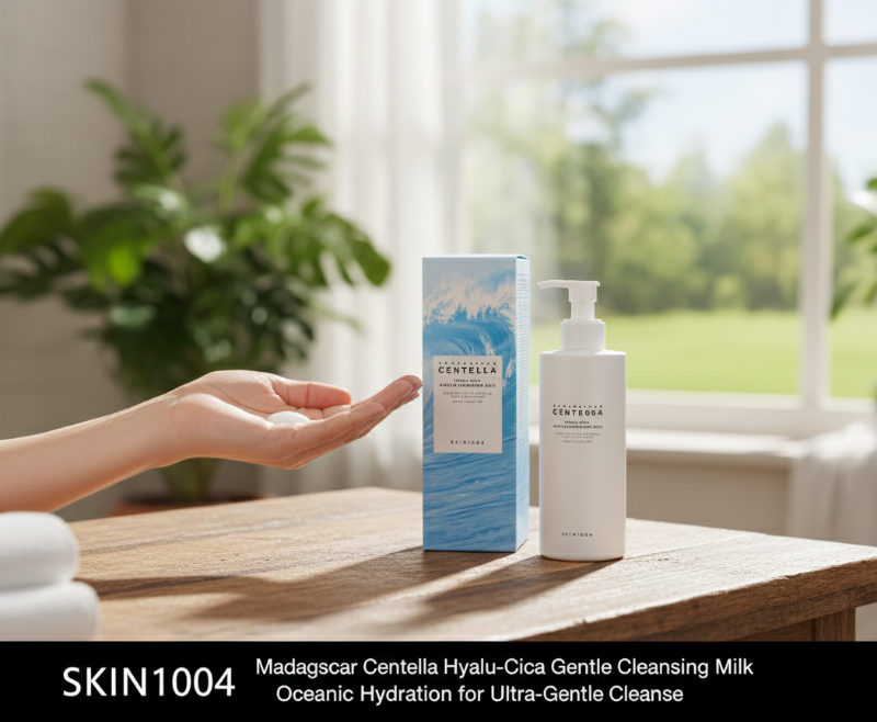 حليب منظف SKIN1004 مدغشقر سنتيلا هيالو-سيكا - منظف حليبي مهدئ للبشرة الجافة والحساسة  SKIN1004 Madagascar Centella Hyalo-Sica Cleansing Milk - A soothing milk cleanser for dry and sensitive skin