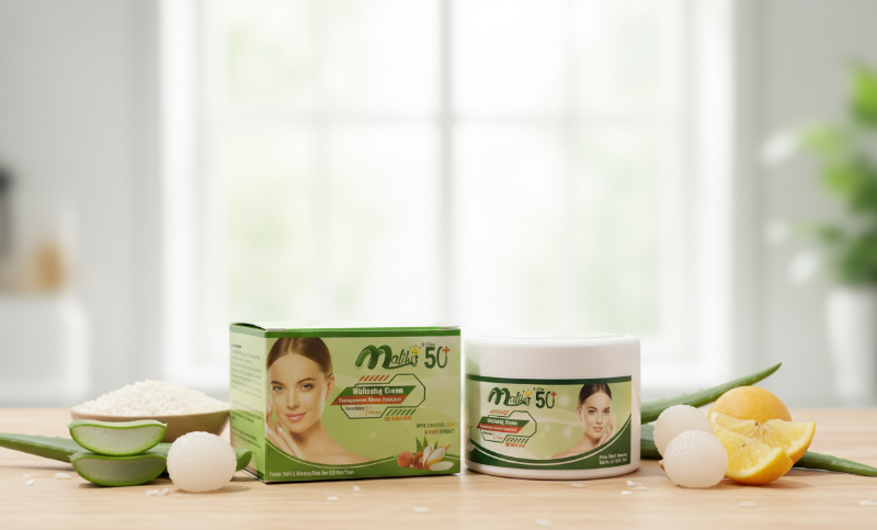 Malika 50+ Whitening Cream: SPF 50+ Sunscreen & Dark Spot Corrector
