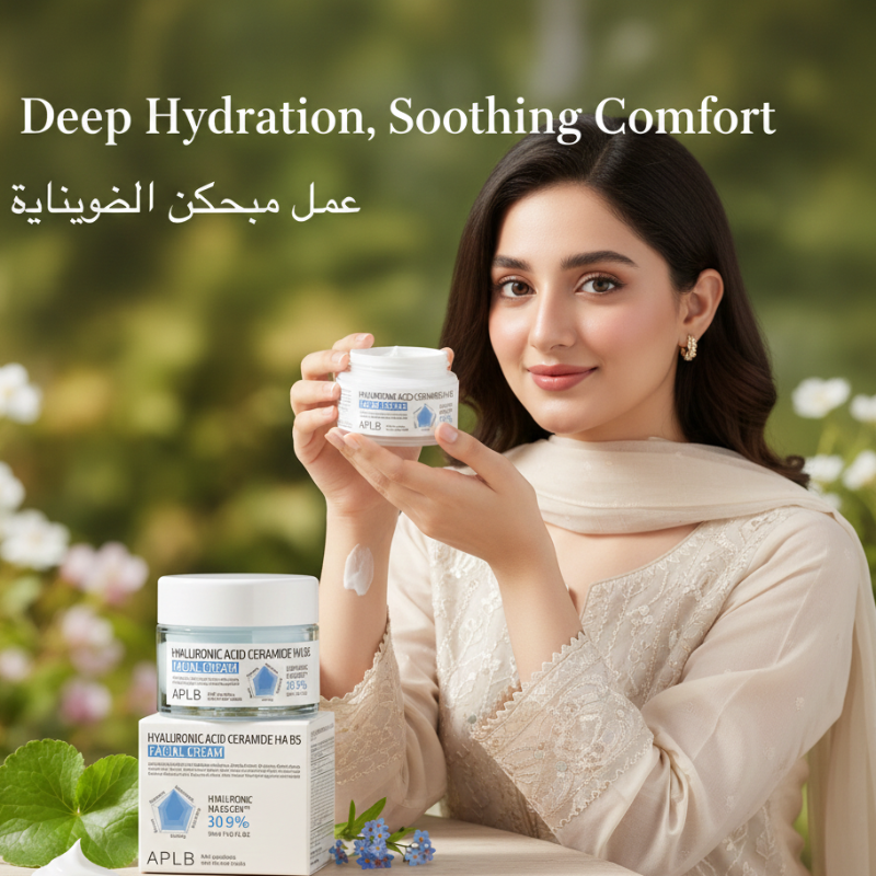 APLB Hyaluronic Acid Ceramide HA B5 Facial Cream | 30.9% Hydra-Repair Complex | Moisturizer for Dry & Sensitive Skin | 55ml