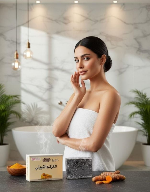 صابون الكركم الكويتي | صابون طبيعي لتفتيح البشرة بالكركم والمر Kuwaiti Turmeric Soap | Natural Skin Lightening Soap with Turmeric and Myrrh