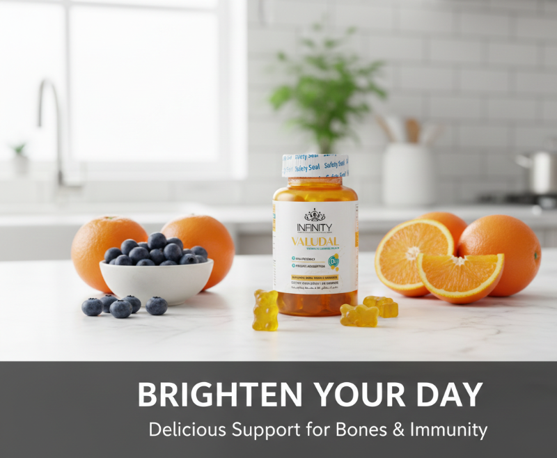 Infinity Valudal Vitamin D3 5000 IU Gummies | High-Potency Vitamin D + Calcium for Bones, Teeth & Immunity