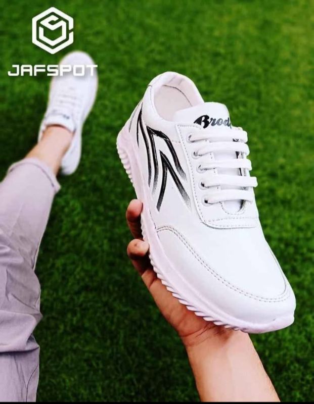 *Free Delivery.. Men Athletic Running Sneakers -JF019, White With Black Lines