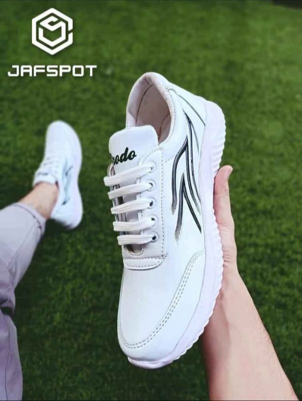 *Free Delivery.. Men Athletic Running Sneakers -JF019, White With Black Lines