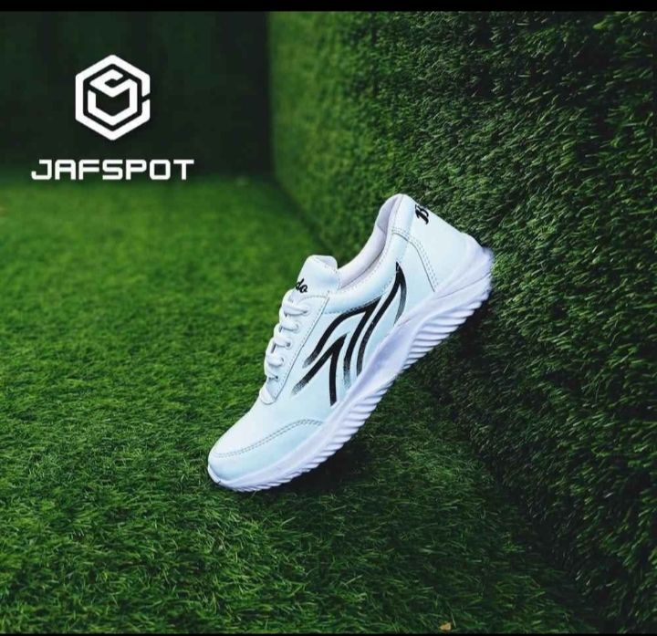 *Free Delivery.. Men Athletic Running Sneakers -JF019, White With Black Lines