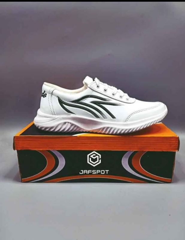 *Free Delivery.. Men Athletic Running Sneakers -JF019, White With Black Lines