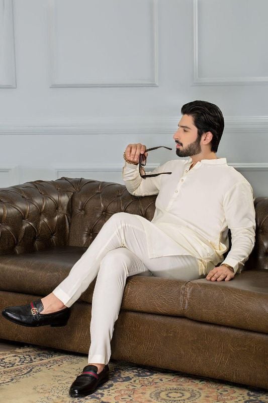 Men's Wash And Wear Plain Suit - 1 Pc Masterpiece white