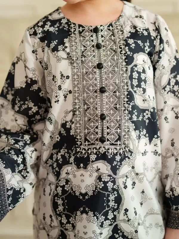 2 Pcs Girl's Arabic Lawn Printed Co-ord Set