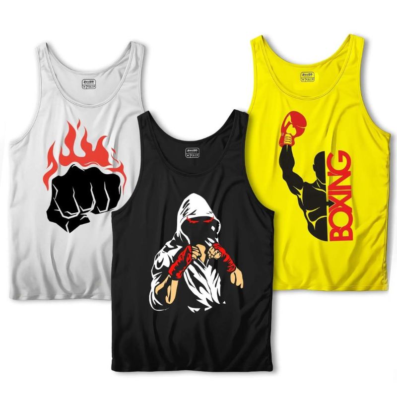 Men's Printed Sando Tanks For Men's, Pack of 3 (Boxing)