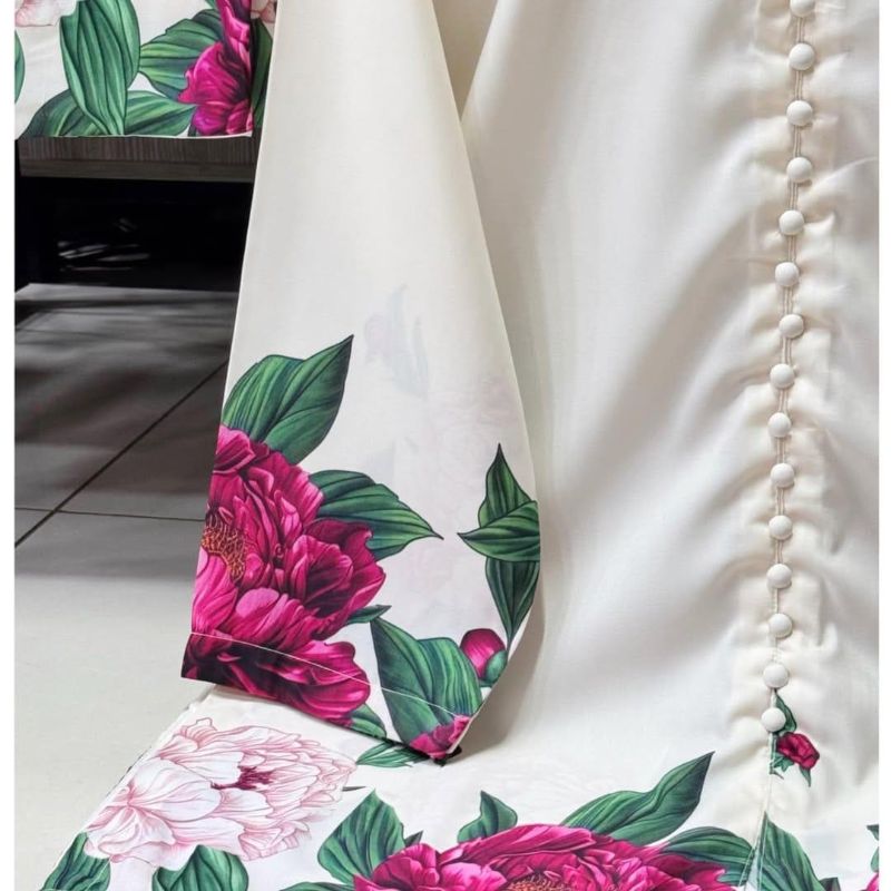 Stylish white Printed Co-Ord Set - 2 Pcs Women's Stitched Shamoz Silk