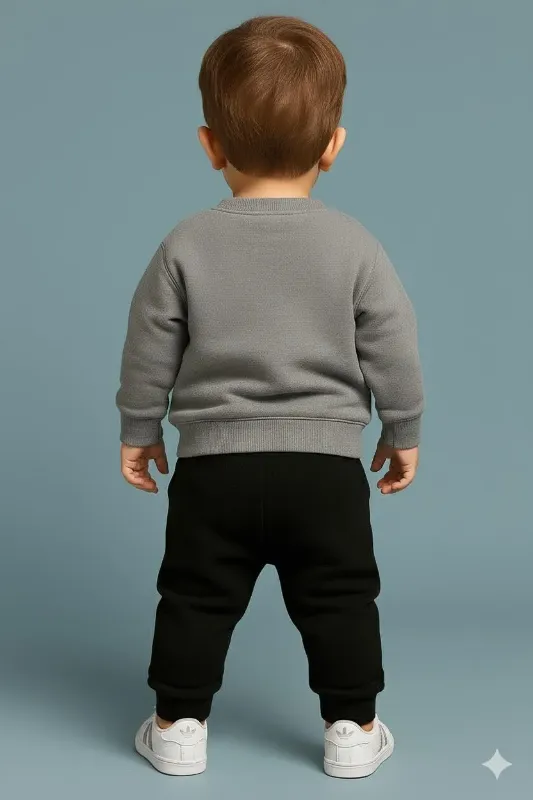 Stylish Printed Polyester 2 Pcs Tracksuit for Boys & Girls - Grey