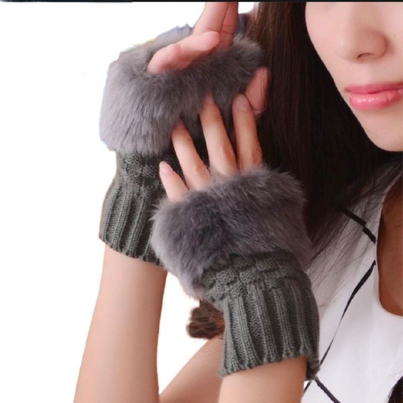 Winter Faux Rabbit Fur Gloves