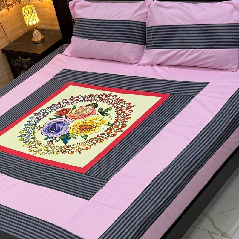 Digital Gold Panel Bedsheet