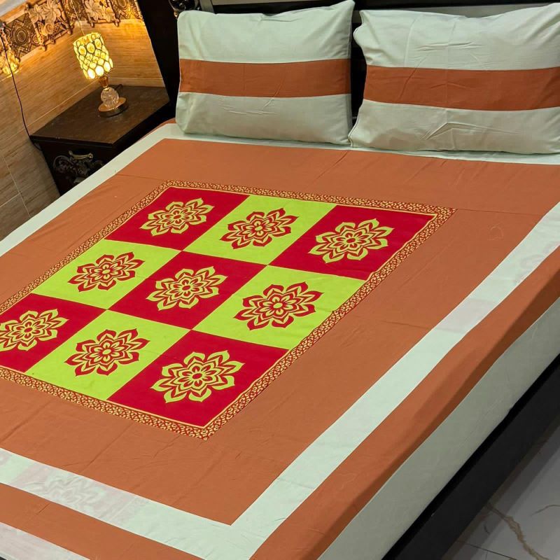 Digital Gold Panel Bedsheet
