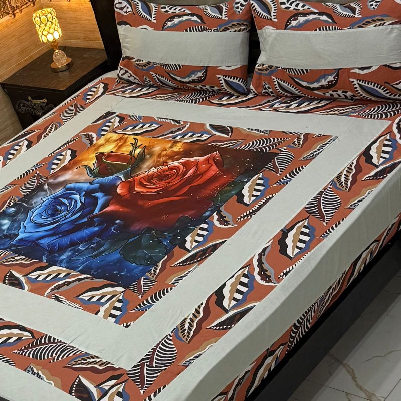 Digital Gold Panel Bedsheet