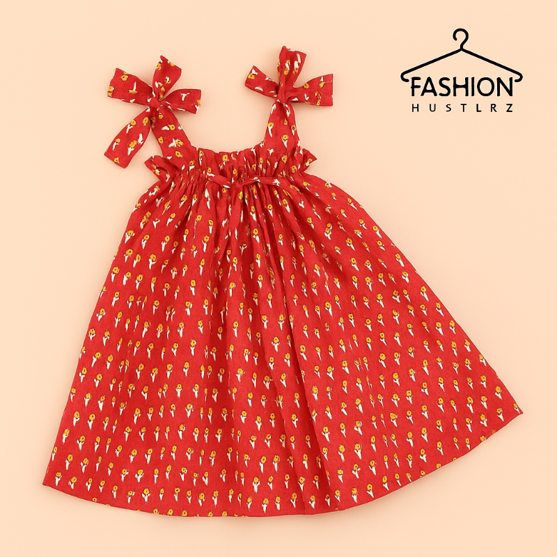 red floral frock
