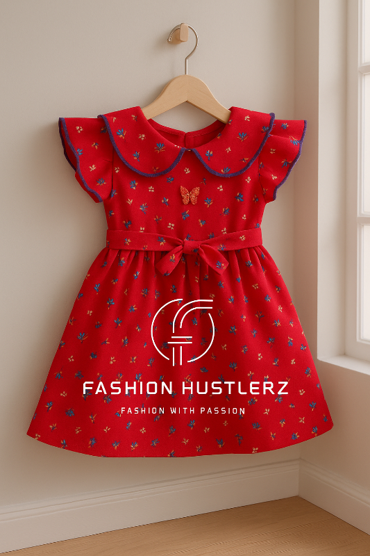 red printed frock