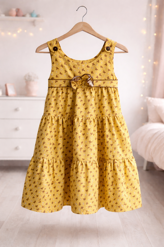 yelow printed Frock