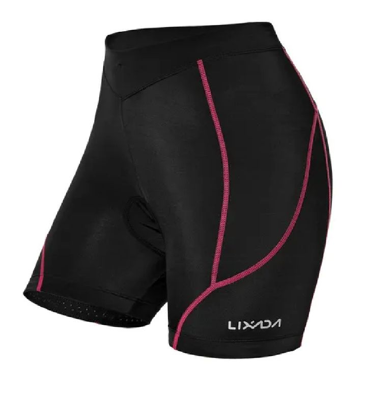 SHORT LICRA LIXADA NEGRO CON ROZA DAMA