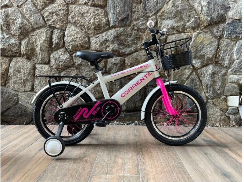 BICICLETA CORRENTE BALNCA CON ROSADO