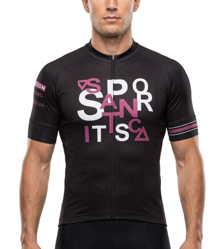 MAILLOT MANGA CORTA SANTIC ULTRO NEGRO/ROSA SPORTS