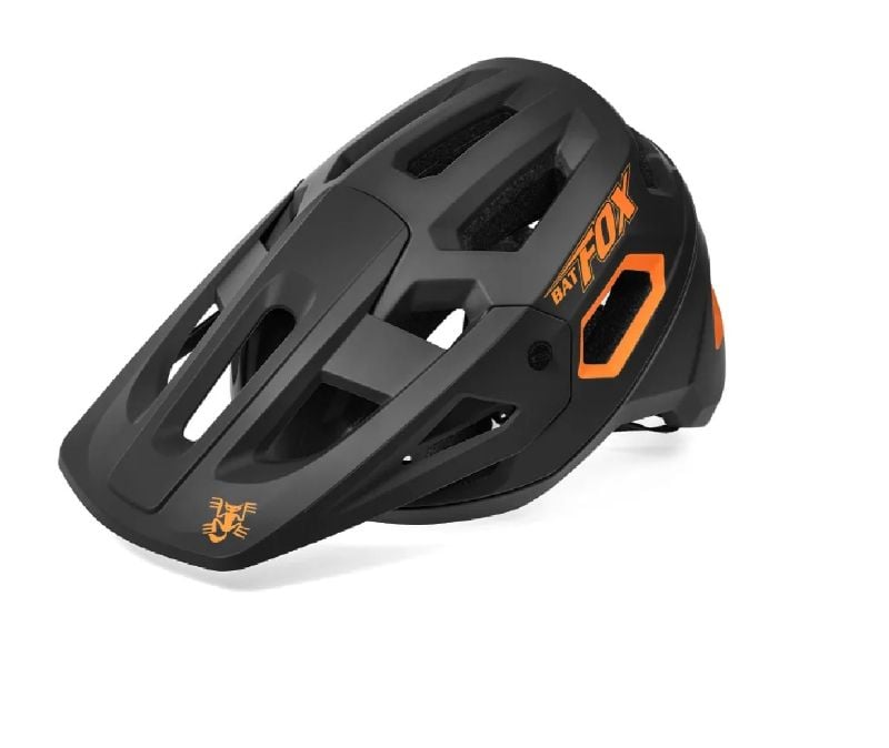 CASCO FOX NEGRO CON LETRA NARANJA