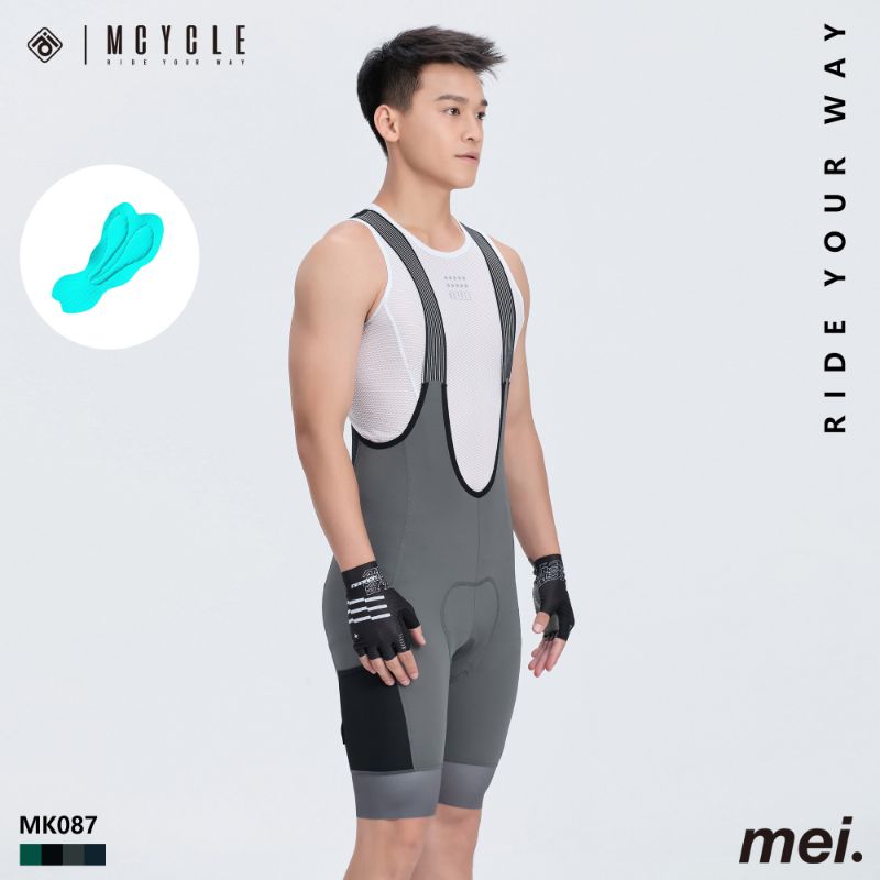 LICRA MCYCLE MK087 BIB SHORTS GRIS CON BOLSILLOS