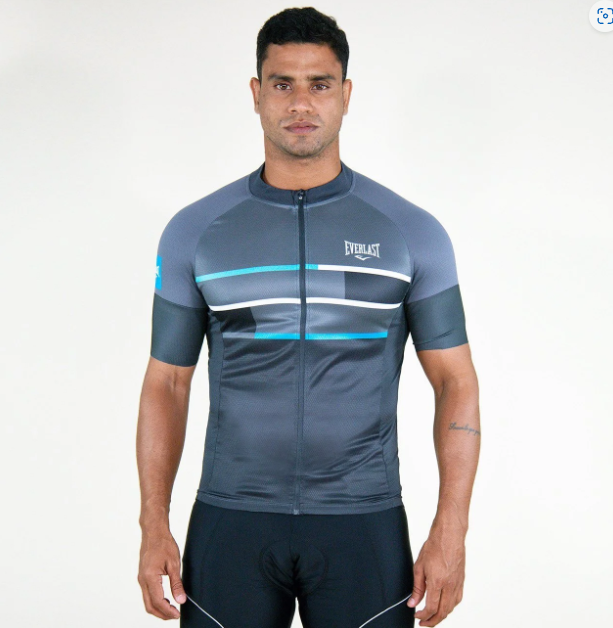 MAILLOT JERSEY EVERLAST CYC EDGE BLACK/BLUE MANGA CORTA