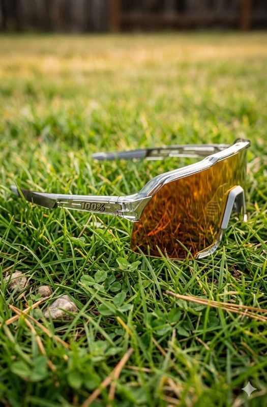 Lentes 100% montura transparente letras plateadas cristal ligeramente rojo