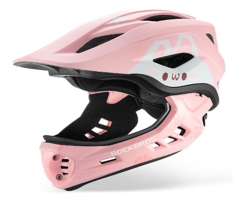 CASCO INTEGRAL DE NIÑO ROCKBROS ROSADO TT-32001