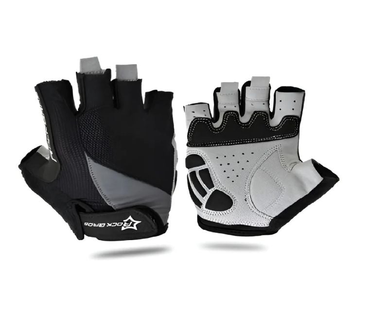 Guantes Corto Rockbros Ciclismo Cortos Negro con Gris