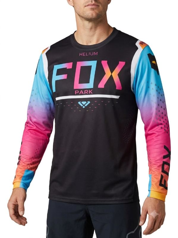 JERSEY MANGA LARGA FOX COLOR MANGA AZUL/ROSADO