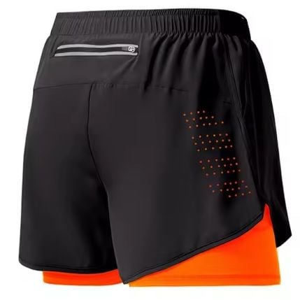 SHORT DEPORTIVO NEGRO CON LICRA NARANJA