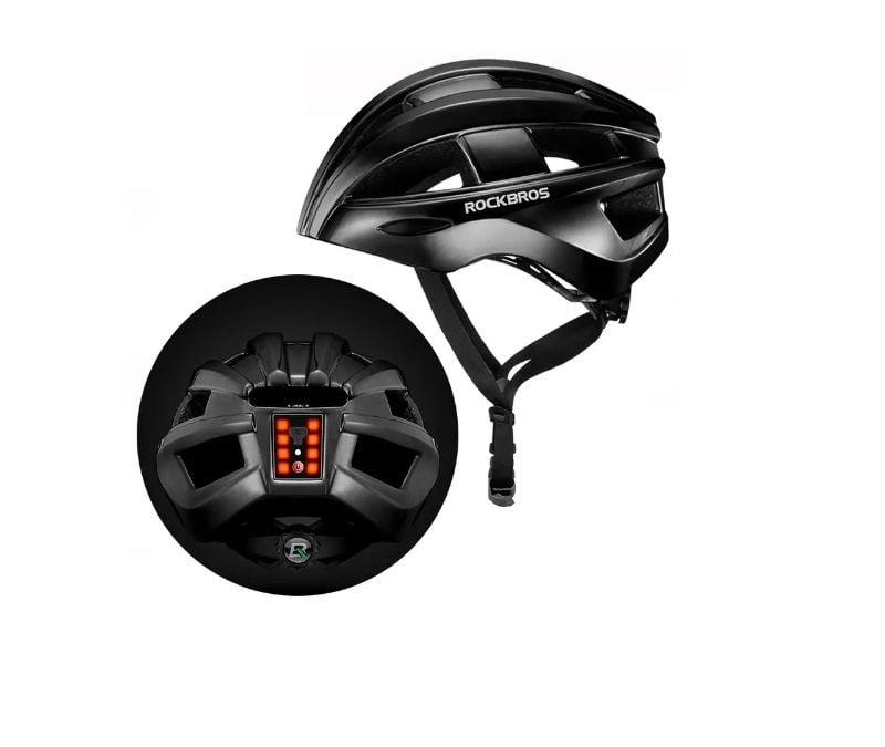 CASCO CON LUZ TRASERA NEGRO ROCKBROS - ZK-013BK
