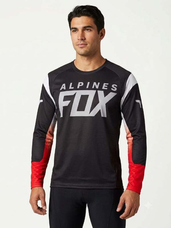 JERSEY MANGA LARGA FOX COLOR NEGRO LETRAS BLANCAS