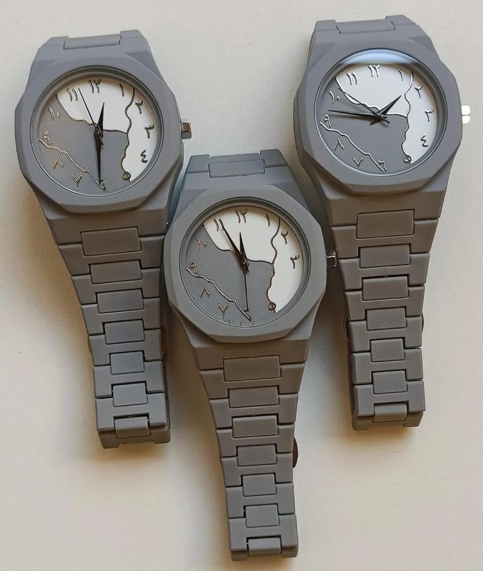 1 Pcs Men's Carbon Fiber Grey Marble Arabic Aura Watch