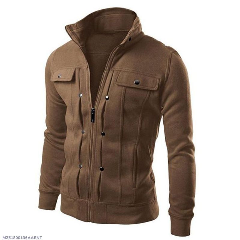 Men’s Premium Fleece Jacket – Brown | Warm, Stylish & Comfortable