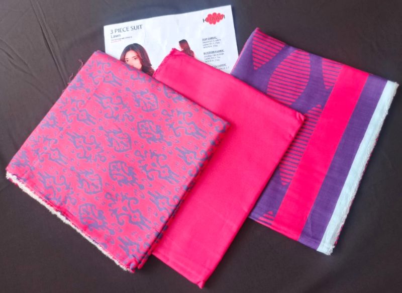 KHAADI / Mid Summer Collection / 3 Piece Suit- Red/Blue