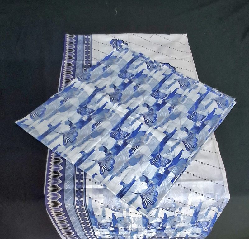 Bin Saeed / Digital Printed Suit / 100% Cotton Sky Blue/White