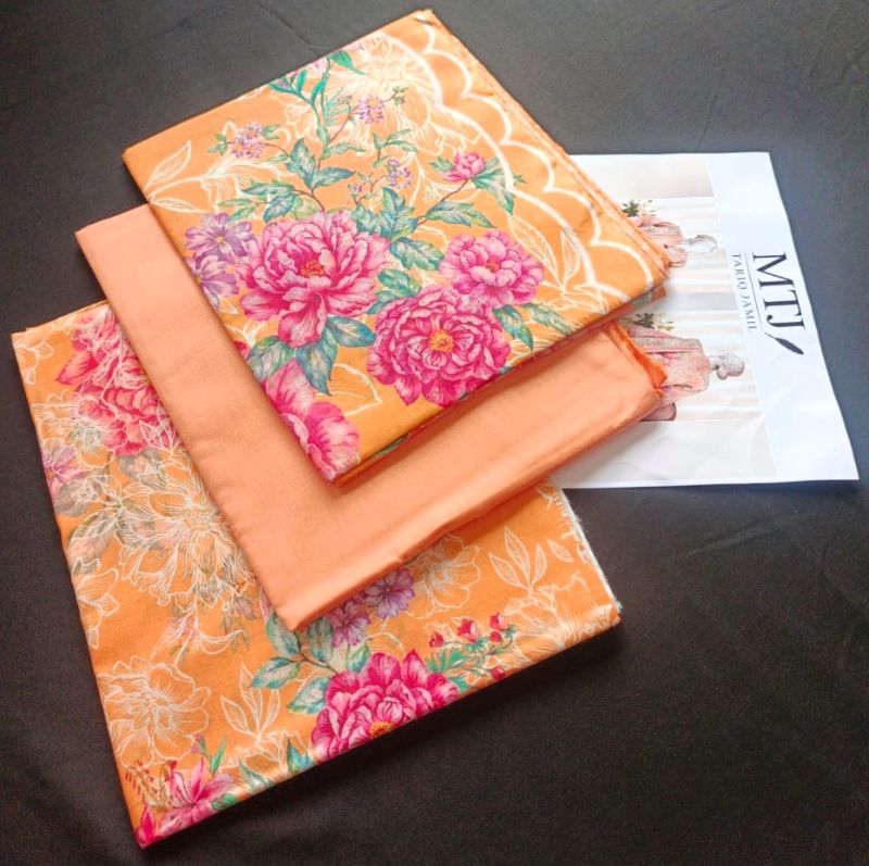 MTJ / Lawn Thick Fabric / Mid Summer Collection - Orange/Peach