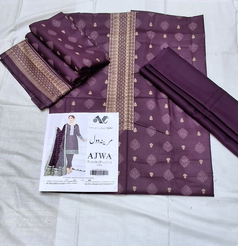 Marina Wool Winter Collection / 3 Piece Suit - Purple / Golden