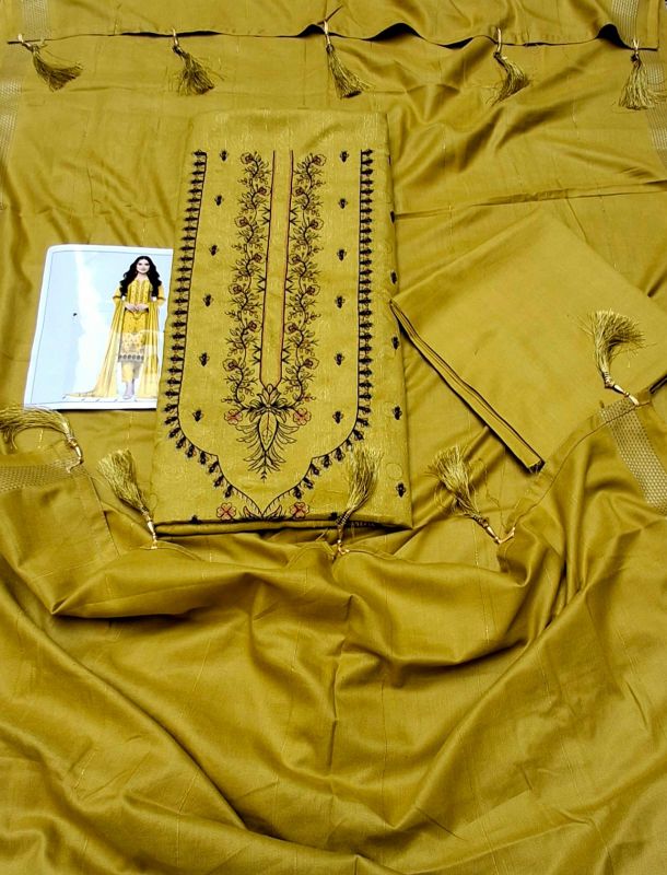 Inmol Chamki Dhanak Winter Collection / 3 Piece Suit- Mustrad / Yellow