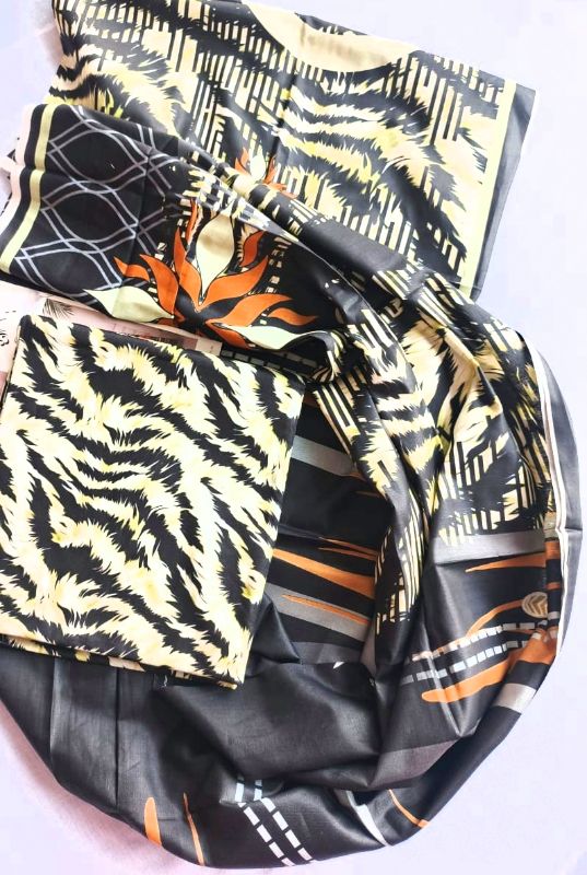 Bin Saeed / Digital Printed Suit / 100% Cotton Black & yellow