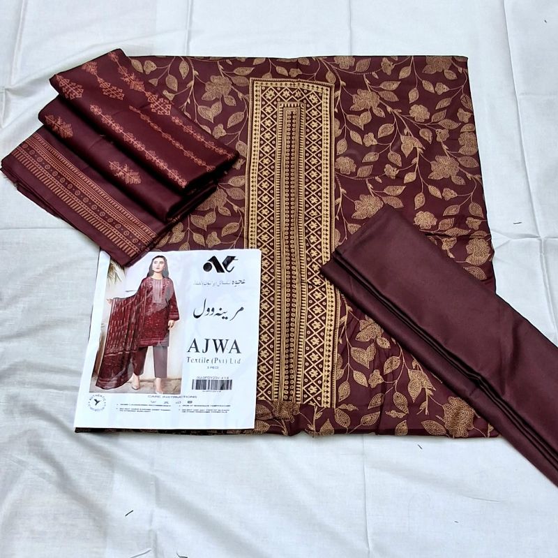 Marina Wool Winter Collection / 3 Piece Suit - Maroon / Golden