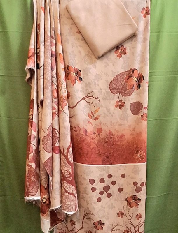 ABC Clasic Karandi / Winter Collection / 3 Piece Suit- Peach / Brown