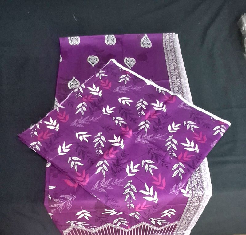 Bin Saeed / Digital  Printed Suit / 100% Cotton Dark Magenta