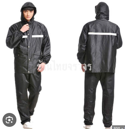 เสื้อ-กางเกงกันฝน แบบหนา สีดำ_22001192