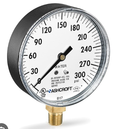 Pressure Gauge-30-300 psi 4"(oil) 1/4"_21002362