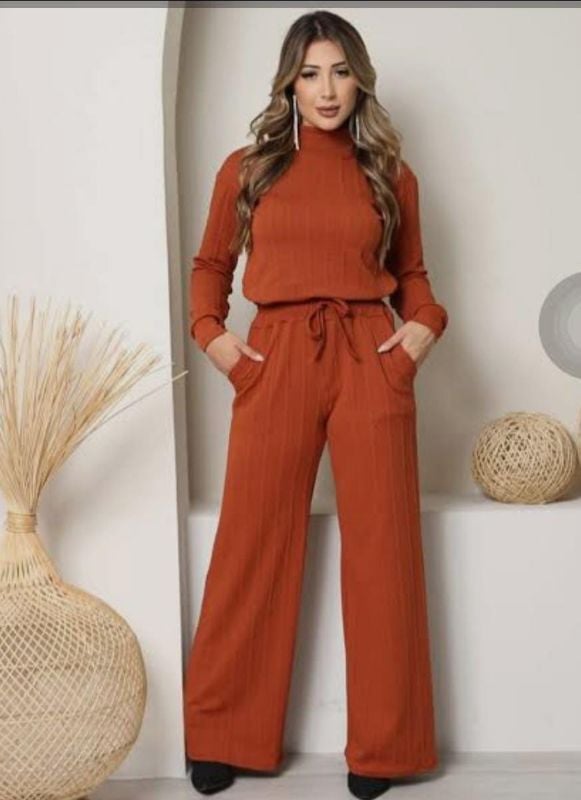 Conjuntos media estación blusa manga larga y pantalón palazzo