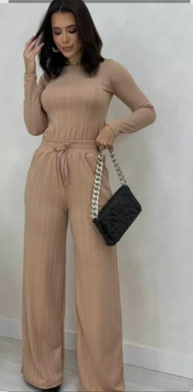 Conjuntos media estación blusa manga larga y pantalón palazzo