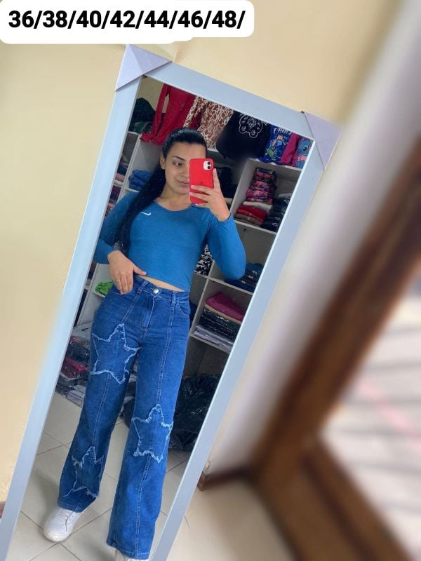 Jeans Las Locas Wide Leg de estrellas